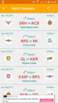 Cricket Schedule 2017 Screen Shot 2