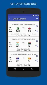 Cricket Schedule Screen Shot 5