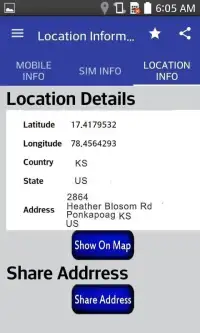 Mobile, SIM and Location Info Screen Shot 5