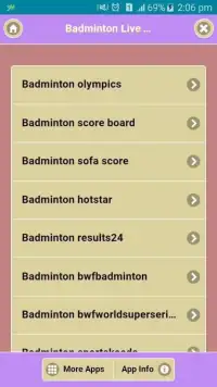 Top Badminton Live Score Screen Shot 3