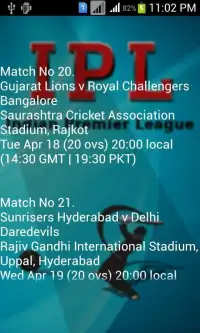 IPL Cricket Schedule 2017 Screen Shot 0