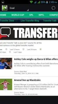 Transfer News Live Screen Shot 2