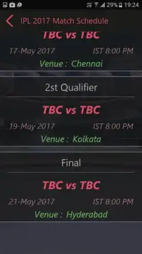 Schedule for IPL 2017 Screen Shot 2