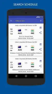 Cricket Schedule Screen Shot 2