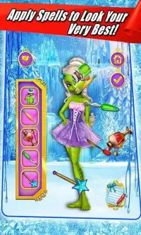 Icy Putri Salju Kastil Salon-Sihir Berdandan game Screen Shot 20