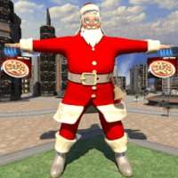 Bicycle Santa Christmas Pizza Delivery