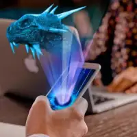 AR Hologram 3D Dragon GO Neon Blue simulator Screen Shot 0