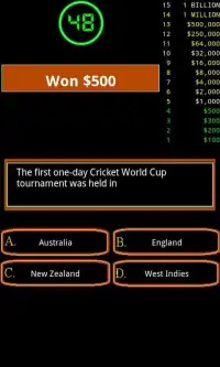 Cricket Quiz Game Screen Shot 0