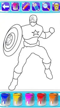 Superhero Captain US Coloring Pages For Kids Screen Shot 3
