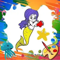 Mini Mermaid Coloring Pages Screen Shot 4