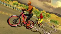 Chained Bicycle: Spider boy VS Monster super hero Screen Shot 2