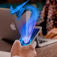 AR Hologram 3D Dragon GO Neon Blue simulator Screen Shot 1