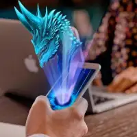 AR Hologram 3D Dragon GO Neon Blue simulator Screen Shot 2