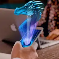 AR Hologram 3D Dragon GO Neon Blue simulator Screen Shot 3