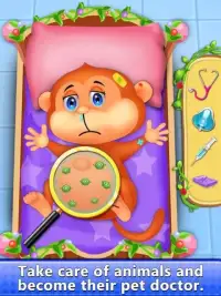 Pet Monkey Care - Baby Animal Doctor Games Screen Shot 1