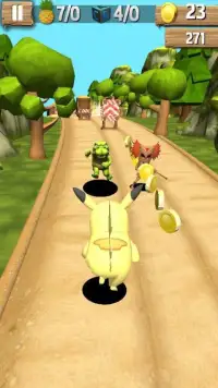 Subway running rush : Pikachu & ash Greninja 3D GO Screen Shot 2