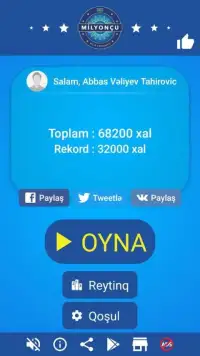 Milyonçu 2017 - Azərbaycanca bilik oyunu,yarışması Screen Shot 10