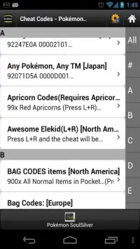 Cheat Codes Pokémon SoulSilver Screen Shot 2