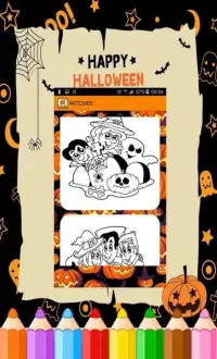 Halloween coloring pages : witches & Pumpkins Screen Shot 1