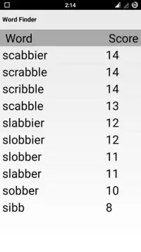 Word Finder Scrabble Solver Screen Shot 0