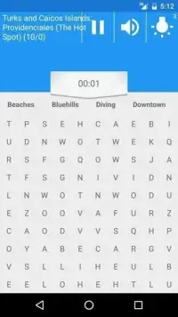 Turks and Caicos Islands Word Search Puzzle Screen Shot 1