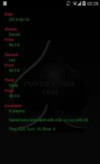 Poker Home Log Screen Shot 0