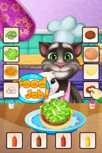 Talking Cat Burger Maker - Kitchen Cooking Game Screen Shot 2