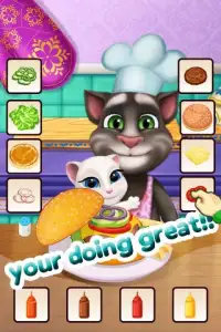 Talking Cat Burger Maker - Kitchen Cooking Game Screen Shot 1