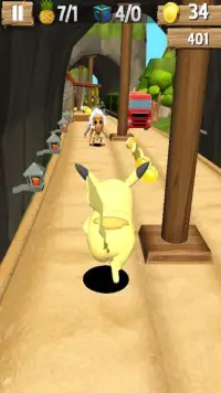 Subway running rush : Pikachu & ash Greninja 3D GO Screen Shot 0