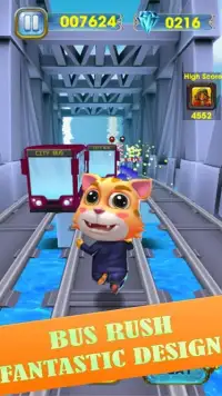 Talking Cat Rush - Subway & Bus Tom Run 3D Screen Shot 2