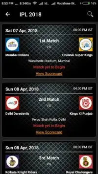 IPL 2018 Schedule Screen Shot 6