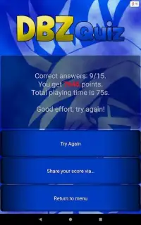 Quiz for Dragon Ball Z Screen Shot 1