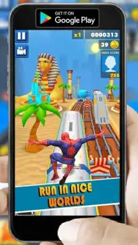 Spider-Hero Man 3D Amazing Subway Rush Super World Screen Shot 1