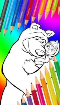Маша и Медведь Раскраска -Игры Раскраски для детей Screen Shot 3