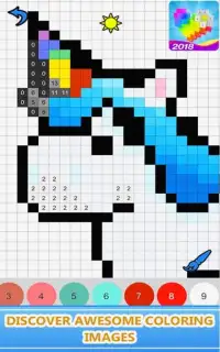 Pixel Art Unicorn - Color by Number: Coloring Book Screen Shot 3