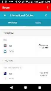 Cricket Live Score Screen Shot 0
