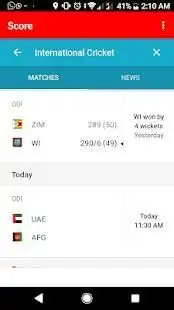 Cricket Live Score Screen Shot 1
