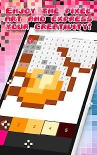 Kawaii Color By Number Game - Cute Pixel Art Screen Shot 2