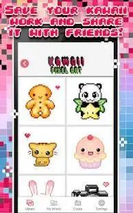 Kawaii Color By Number Game - Cute Pixel Art Screen Shot 1