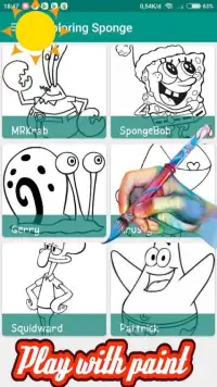 Coloring Sponge and Blue Cat Coloring games free Screen Shot 0