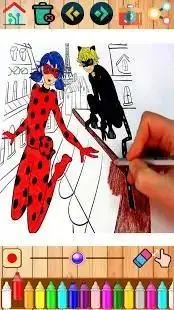 coloring miraculouz ladybug and cat noir game Screen Shot 1