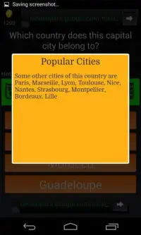Capital City to Country Quiz Screen Shot 1