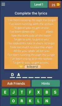 Complete The Lyrics of the Song Screen Shot 4