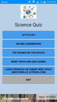 Science Quiz Screen Shot 2