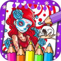 Coloring Sugar Skull Mexican Day of The Dead Color