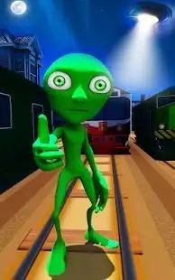 Scary Green Alien: Subway Running Screen Shot 7