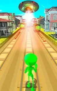 Scary Green Alien: Subway Running Screen Shot 4