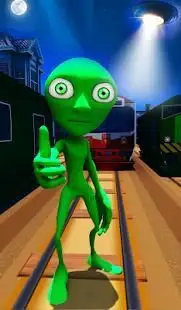 Scary Green Alien: Subway Running Screen Shot 3