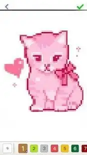 Cute Cat Pixel art - coloring by numbers Screen Shot 2