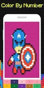 Color By Number Superhero Coloring - Pixel art Screen Shot 3